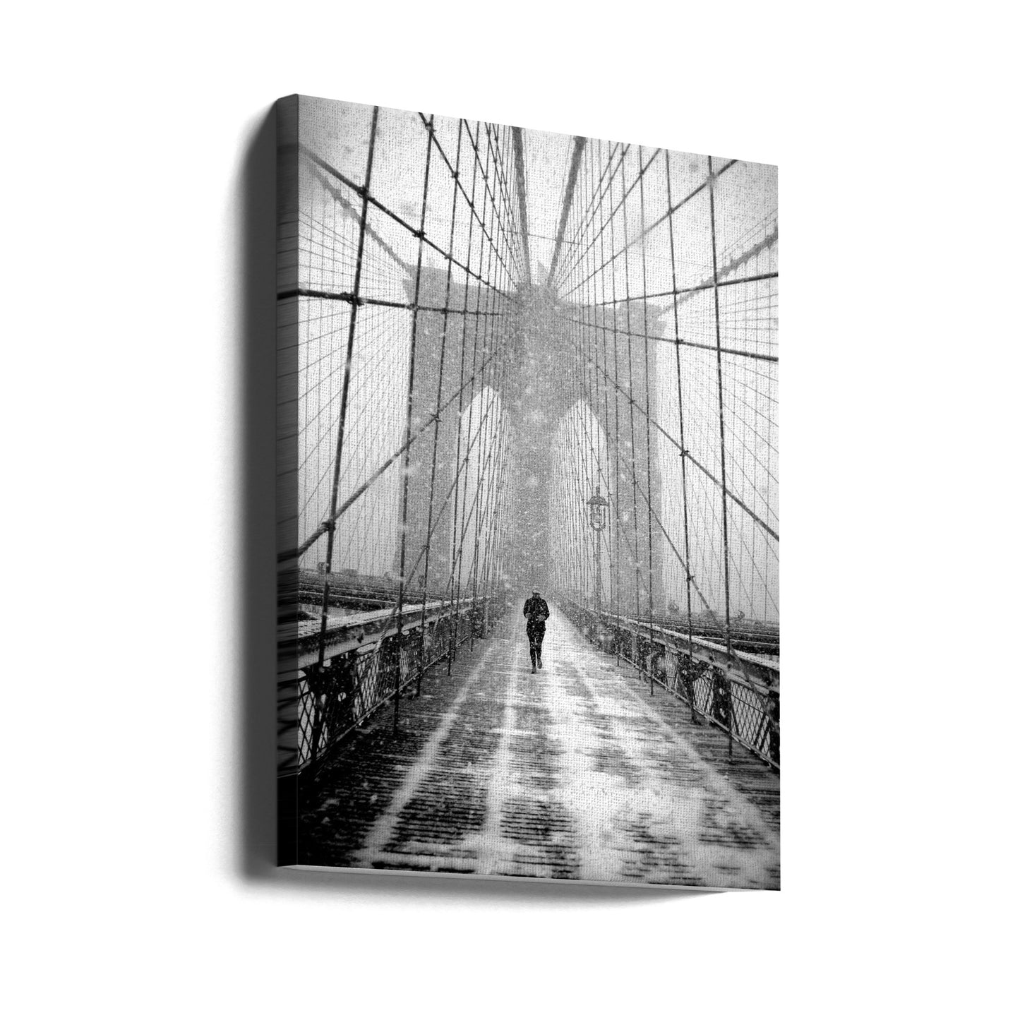New Yorker Fußgänger im Schneesturm – Brooklyn Bridge | Leinwand-Bilder