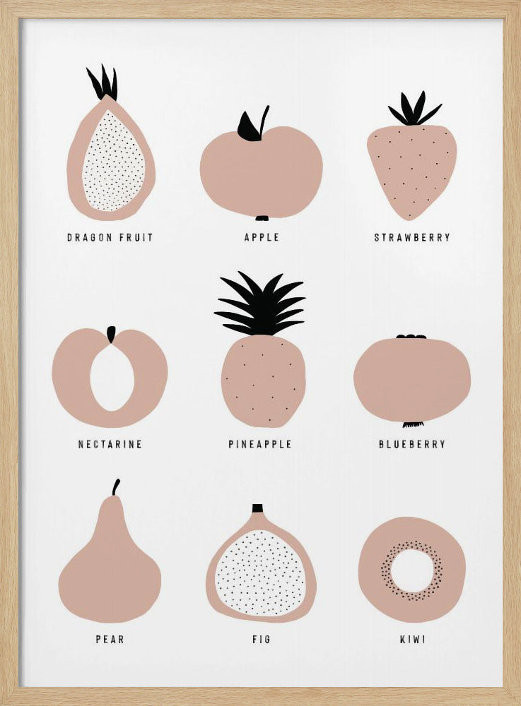 Minimalistisk Frugtgitter | Plakater - Kunsttryk