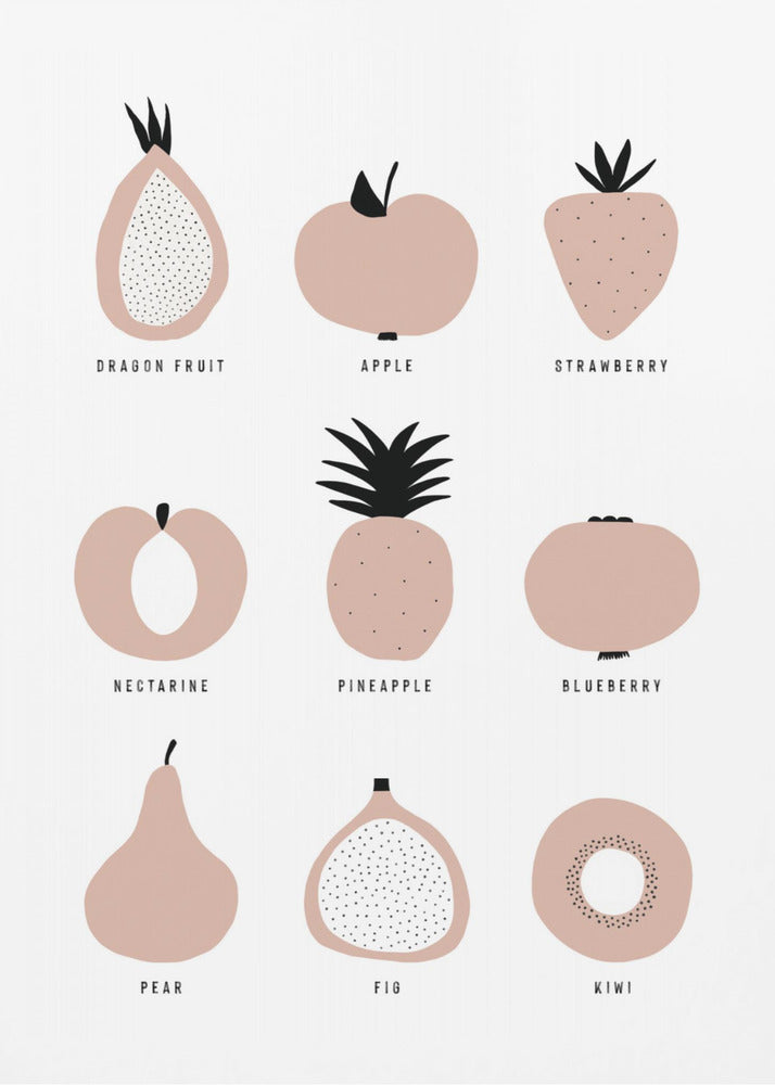 Minimalistisk Frugtgitter | Plakater - Kunsttryk