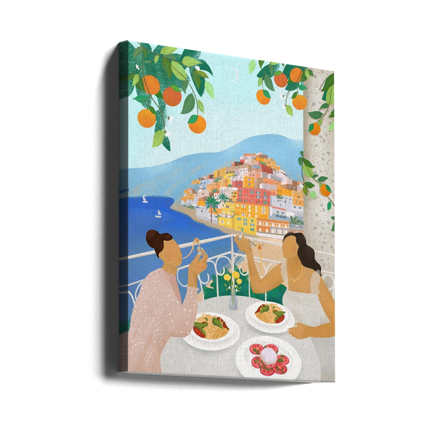 Piger i Positano | Lærredsbilleder