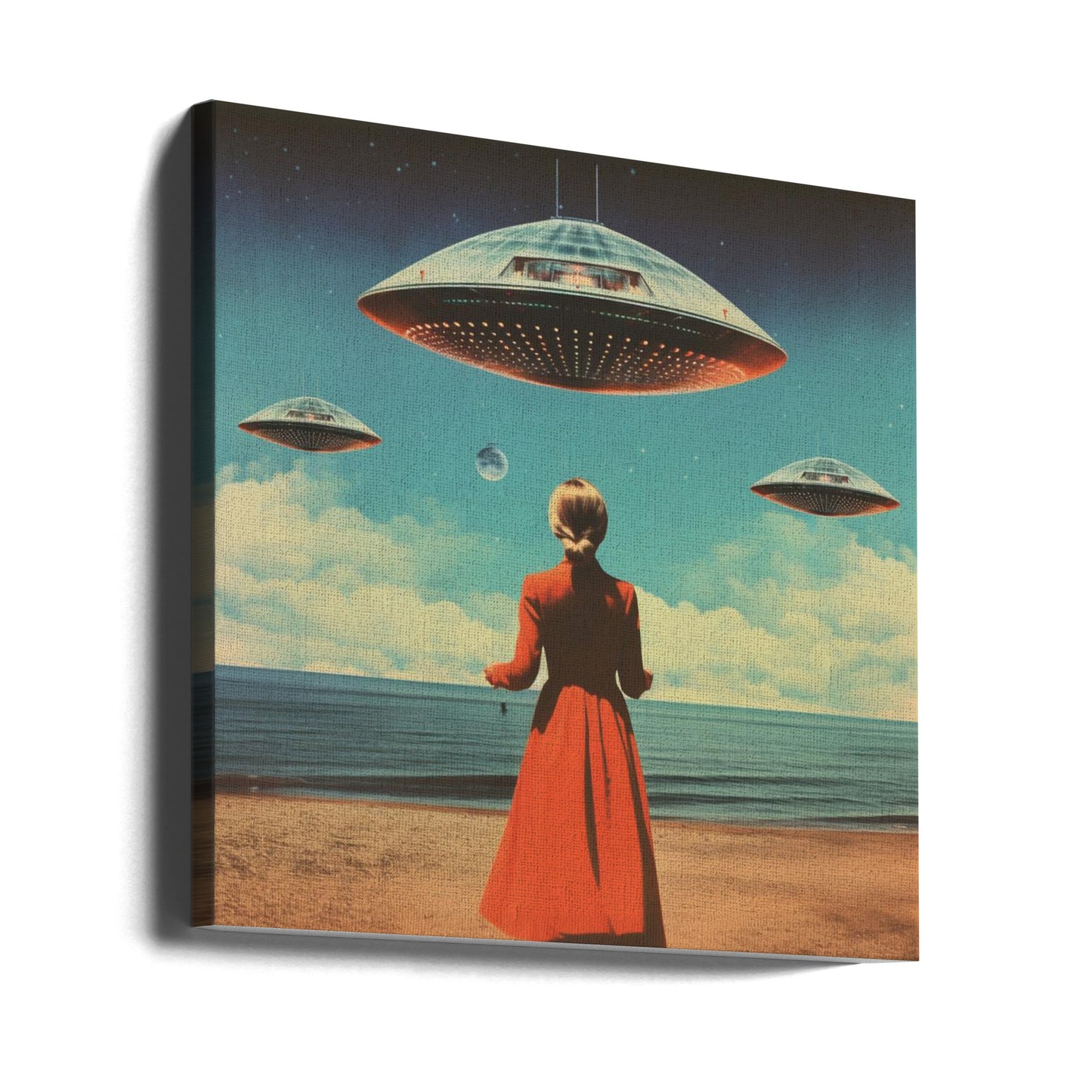 UFO Skies Collage Art | Canvas