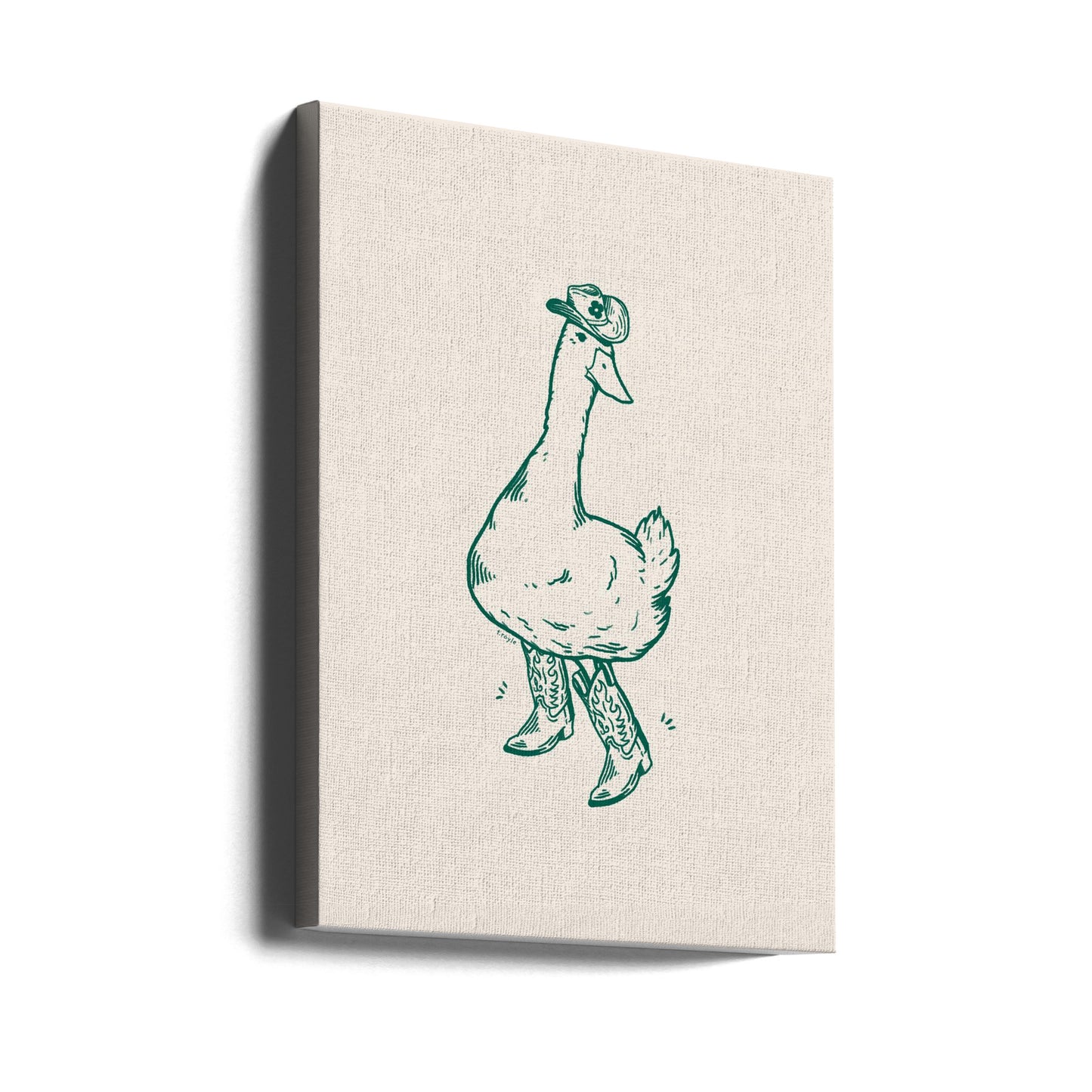 Eend met Westernlaarzen in het groen | Canvasprints