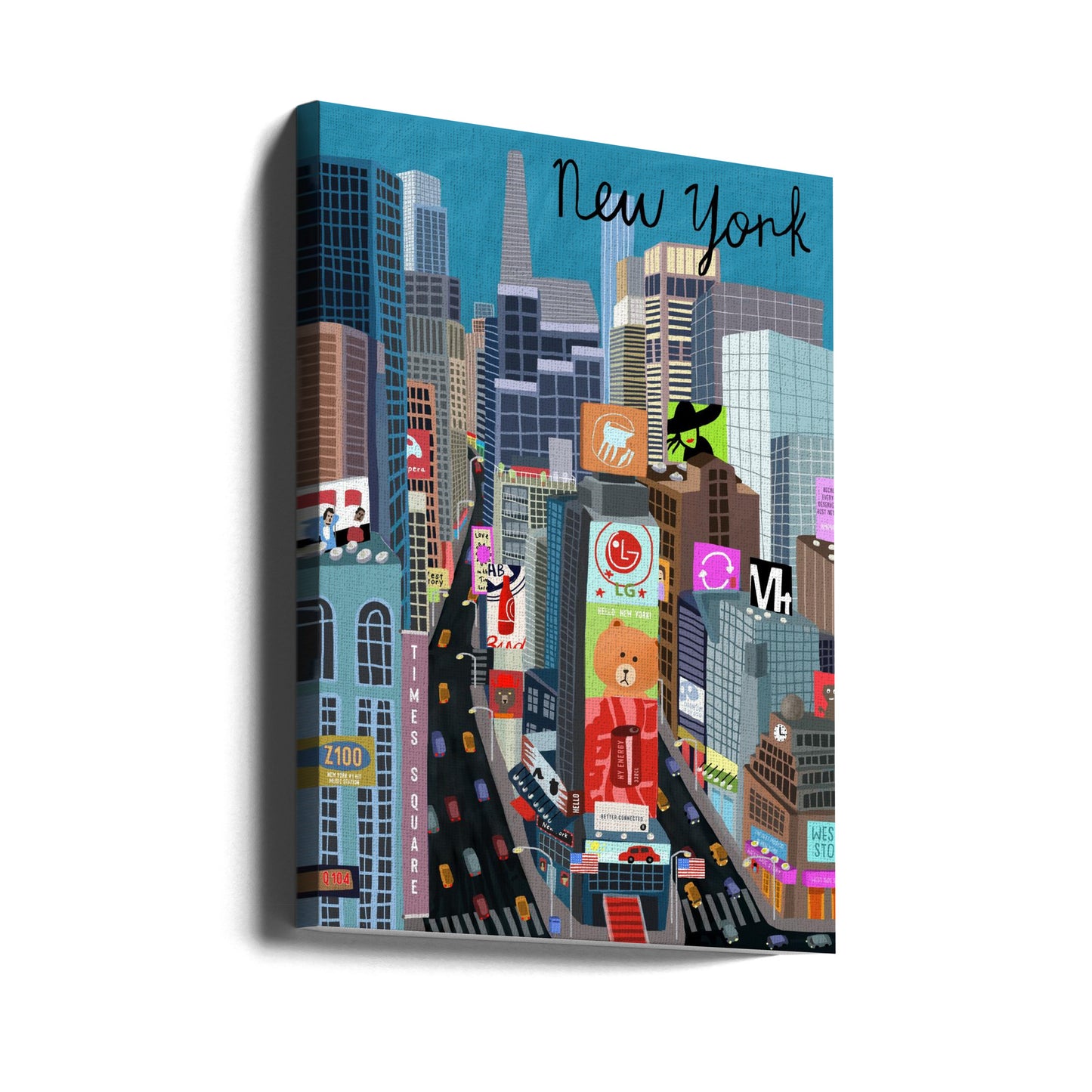 Times Square, New York Illustratie door kunstenaar Carla Daly | Canvasprints