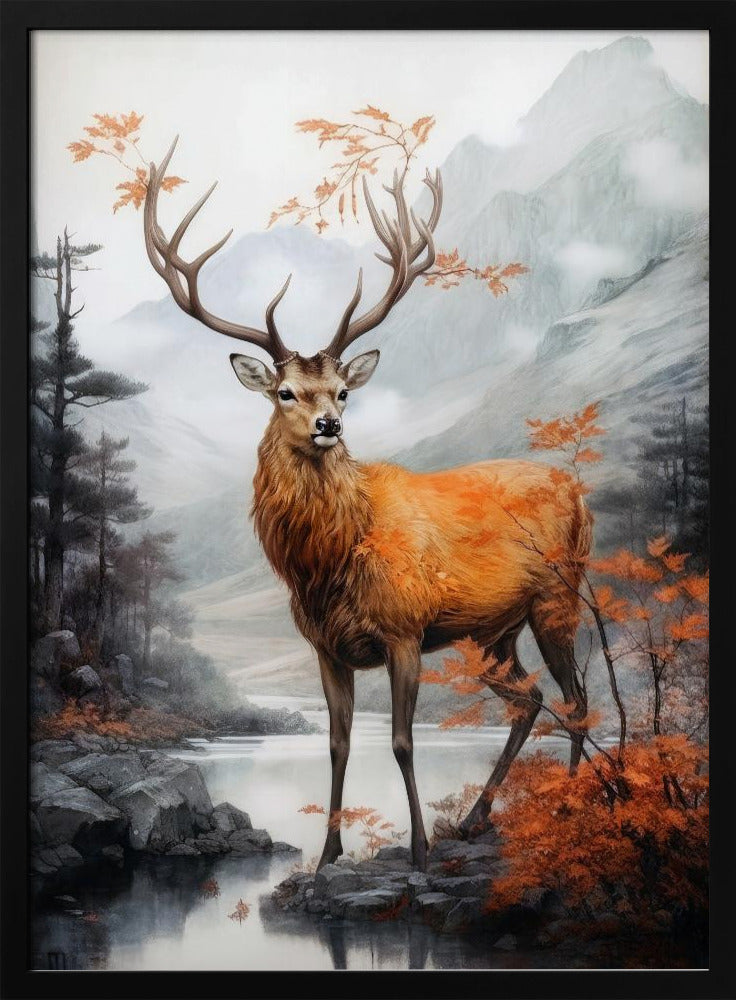 Akvarell djurkonst med hjort | Poster
