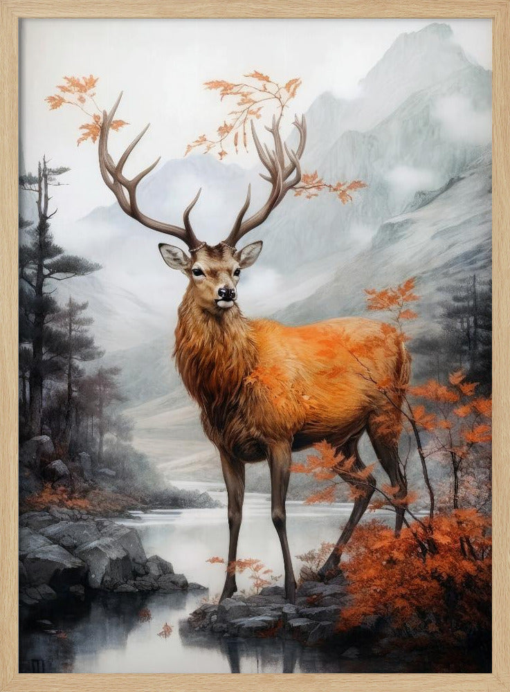 Akvarell djurkonst med hjort | Poster
