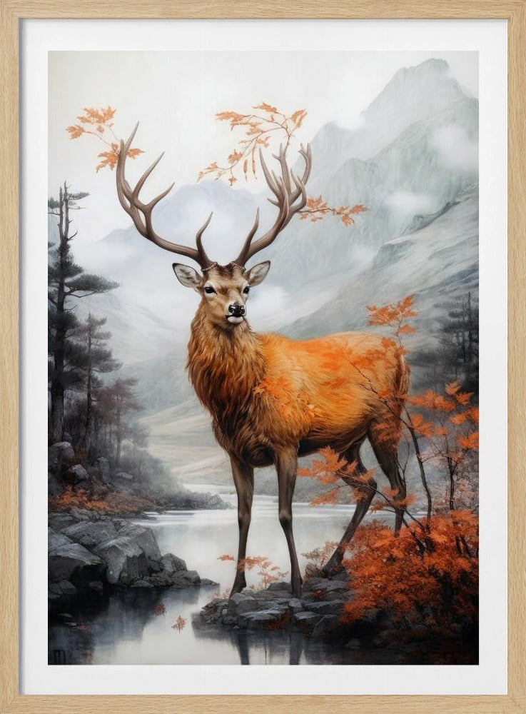 Akvarell djurkonst med hjort | Poster