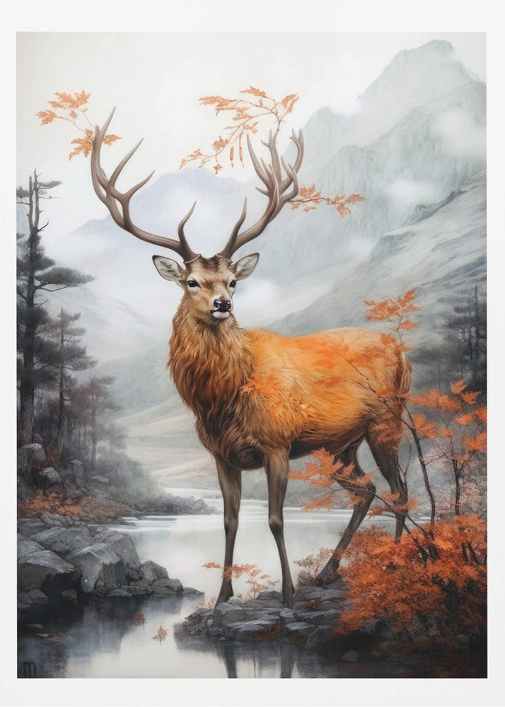 Akvarell djurkonst med hjort | Poster
