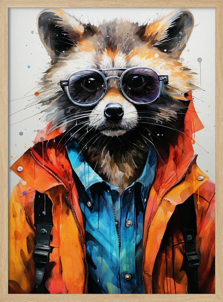 Tvättbjörn hipster akvarell djurkonst | Poster