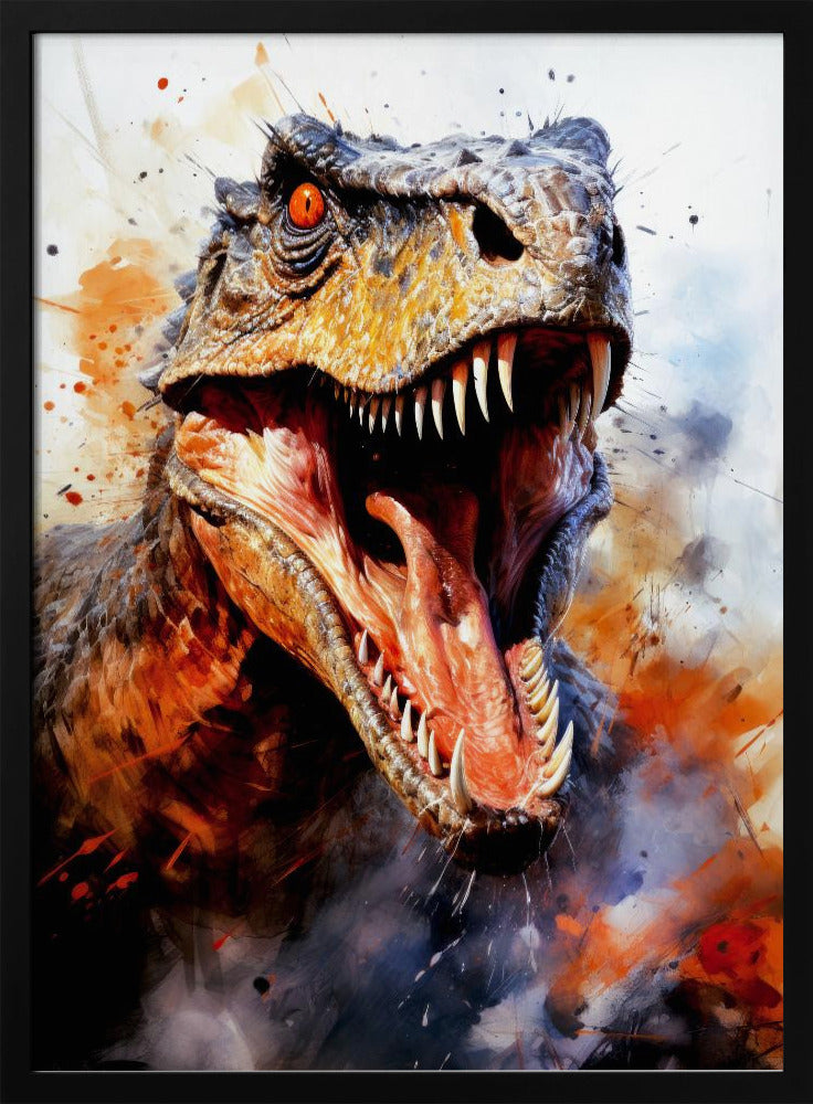 Utahraptor dinosaurie akvarell djurkonst poster |