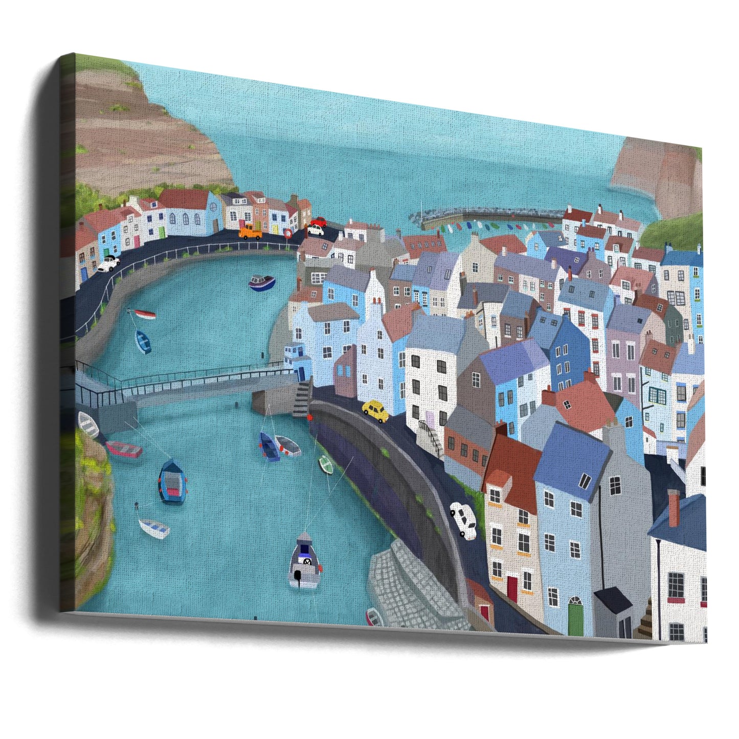 Vue aérienne de Staithes, Royaume-Uni par l'artiste Carla Daly | Tableaux sur Toile