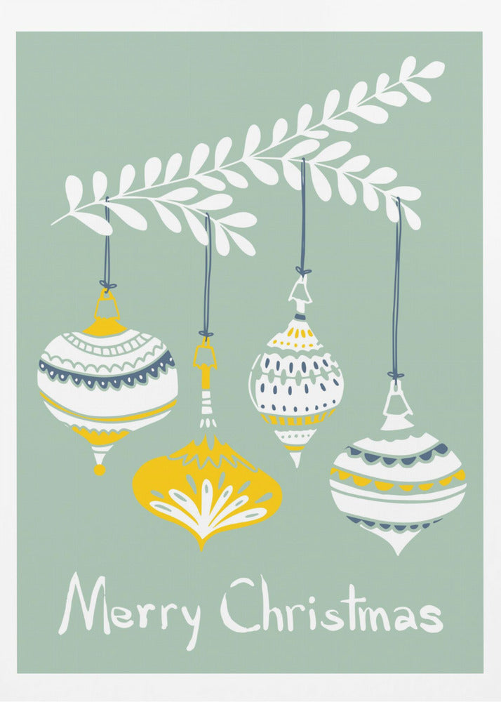 Cheerful little Christmas baubles mint | Poster