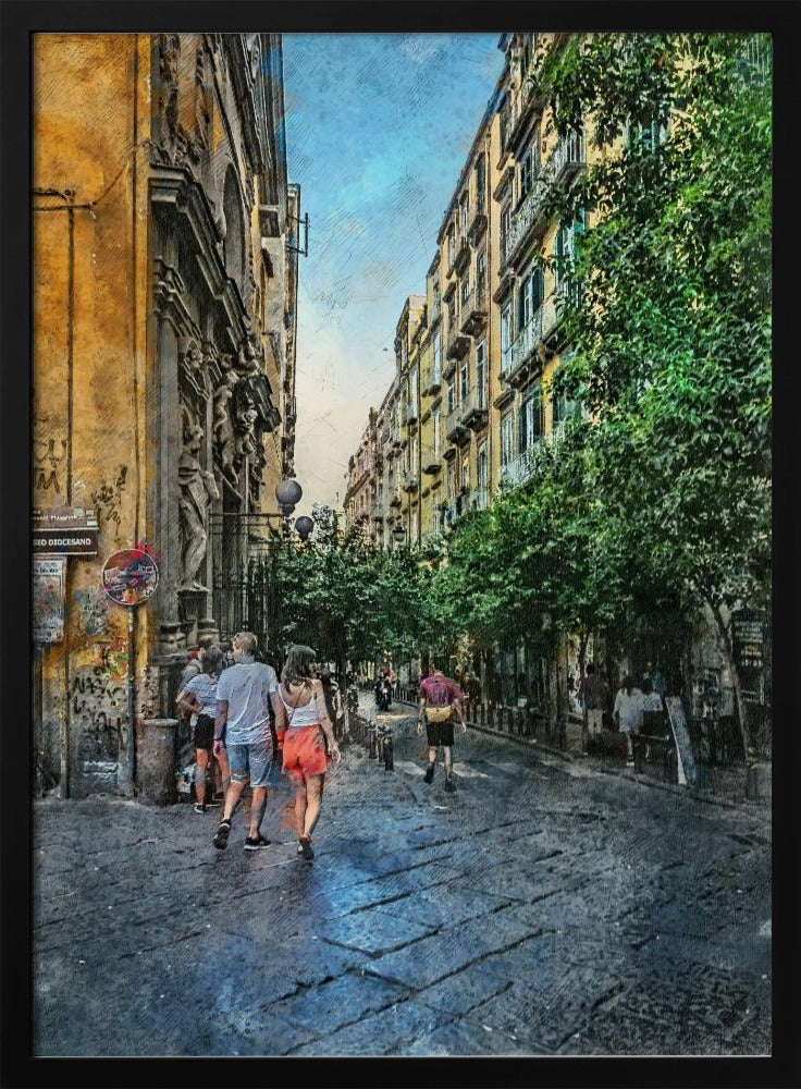 Naples City Watercolor Art Italy (5) | Poster