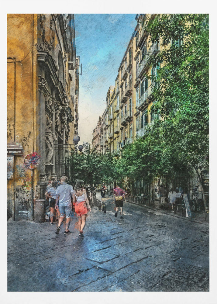 Naples City Watercolor Art Italy (5) | Poster