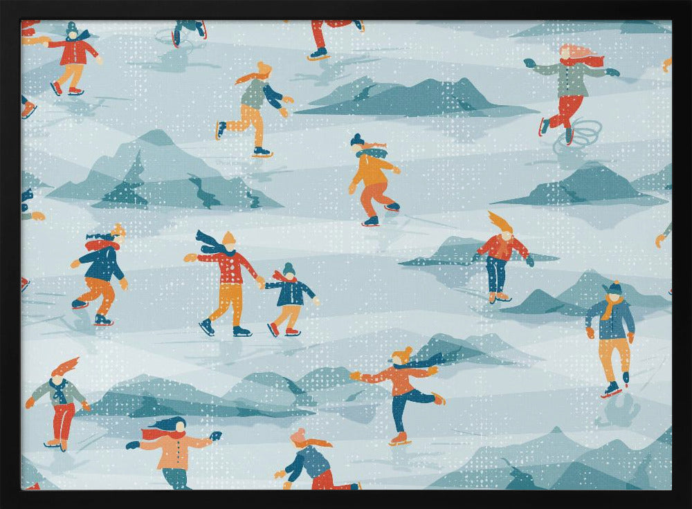Retro sportive ice skating textured pattern | Poster
