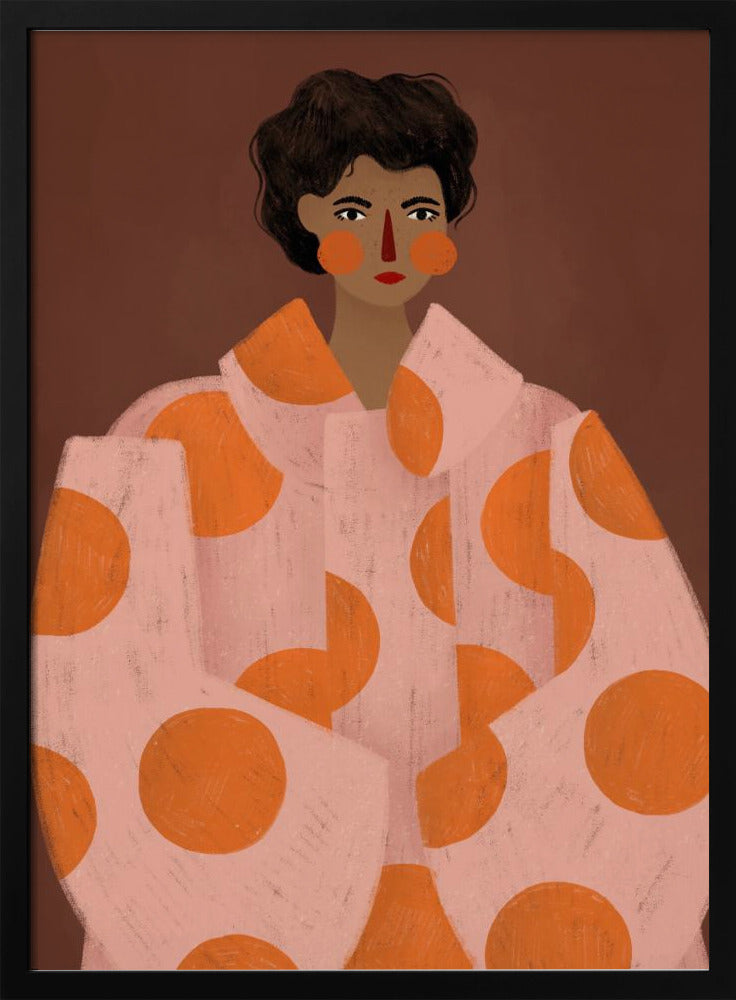 Frau mit orangen Punkten | Poster