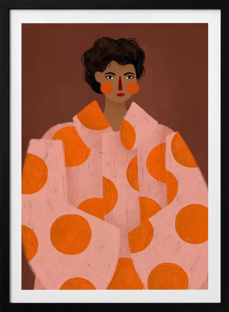 Frau mit orangen Punkten | Poster