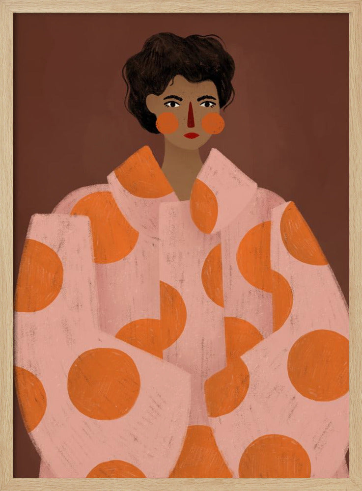 Frau mit orangen Punkten | Poster