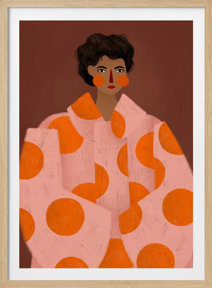 Frau mit orangen Punkten | Poster