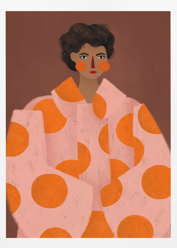 Frau mit orangen Punkten | Poster