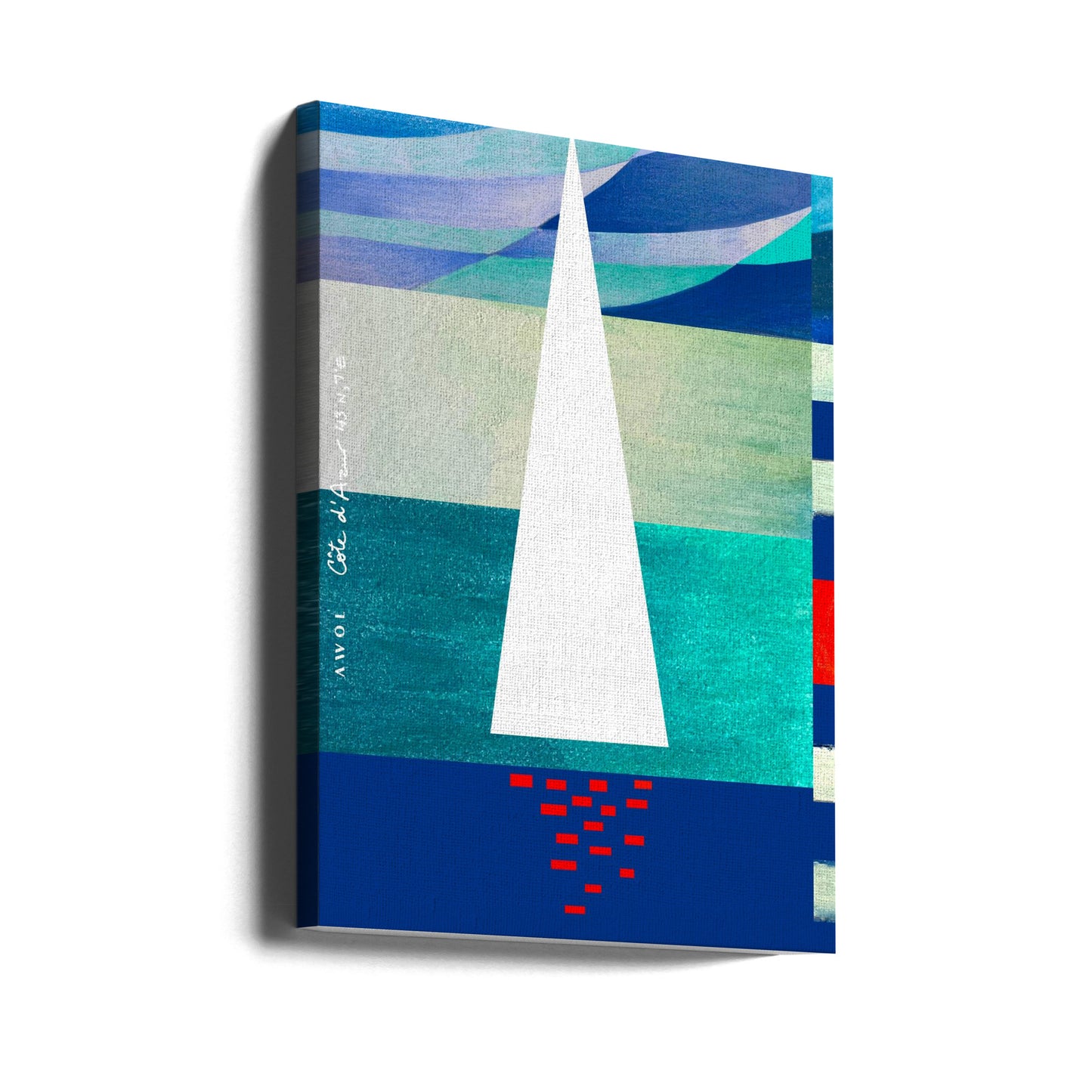 Abstrakt segelbåt på den franska rivieran, färgglad fransk riviera konsttryck | Canvas