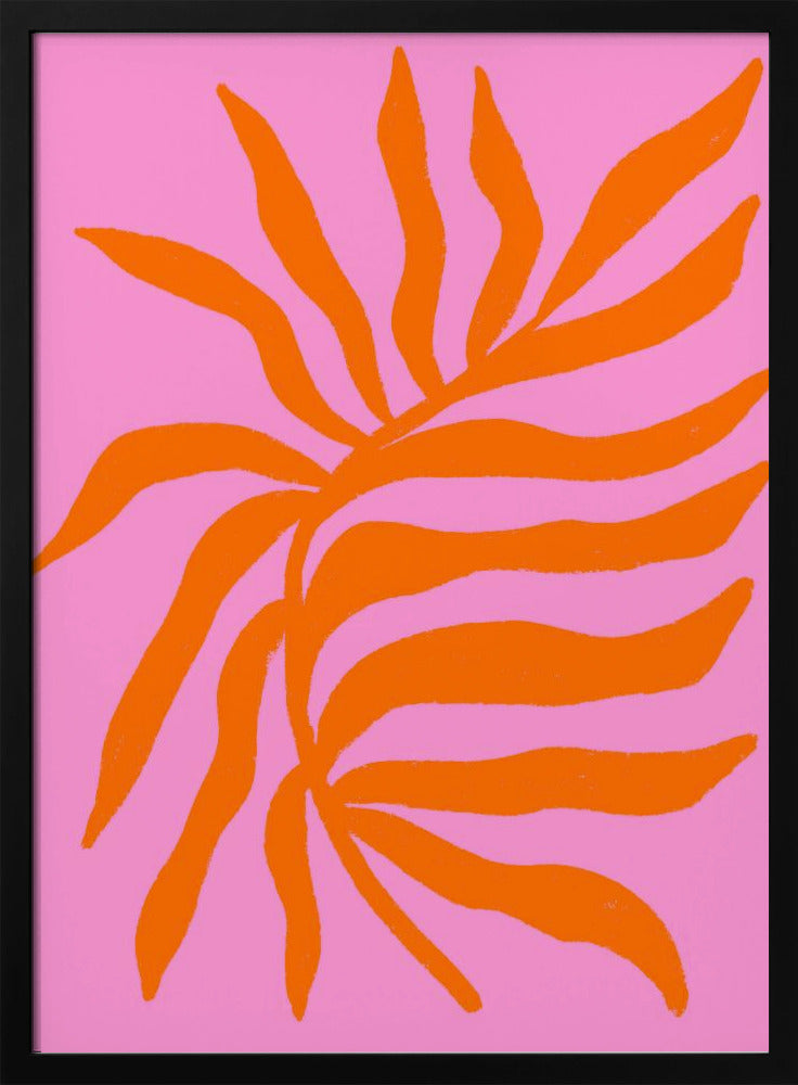 Orange Silhouette Textured Branch on Pink | Poster