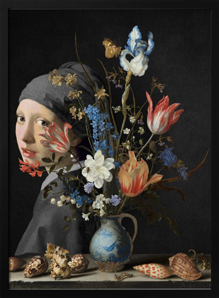 Das Mädchen mit dem Perlenohrring – Hinter einer Wan Li-Vase | Poster