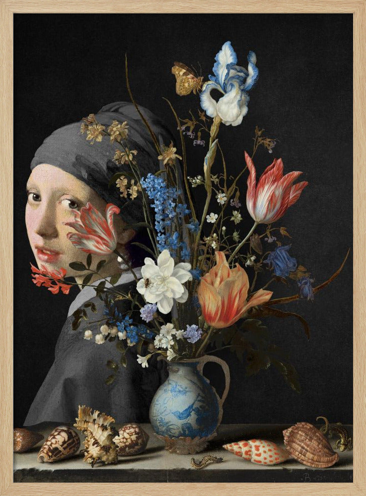 Das Mädchen mit dem Perlenohrring – Hinter einer Wan Li-Vase | Poster