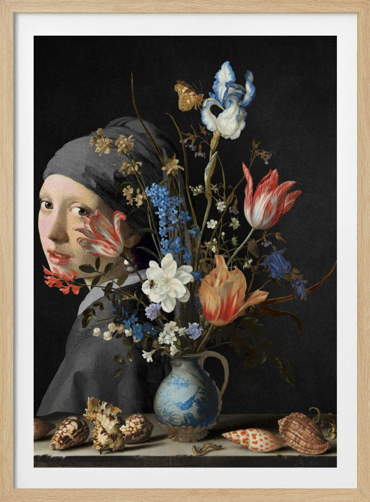 Das Mädchen mit dem Perlenohrring – Hinter einer Wan Li-Vase | Poster