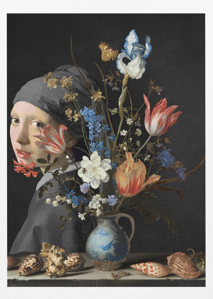 Das Mädchen mit dem Perlenohrring – Hinter einer Wan Li-Vase | Poster