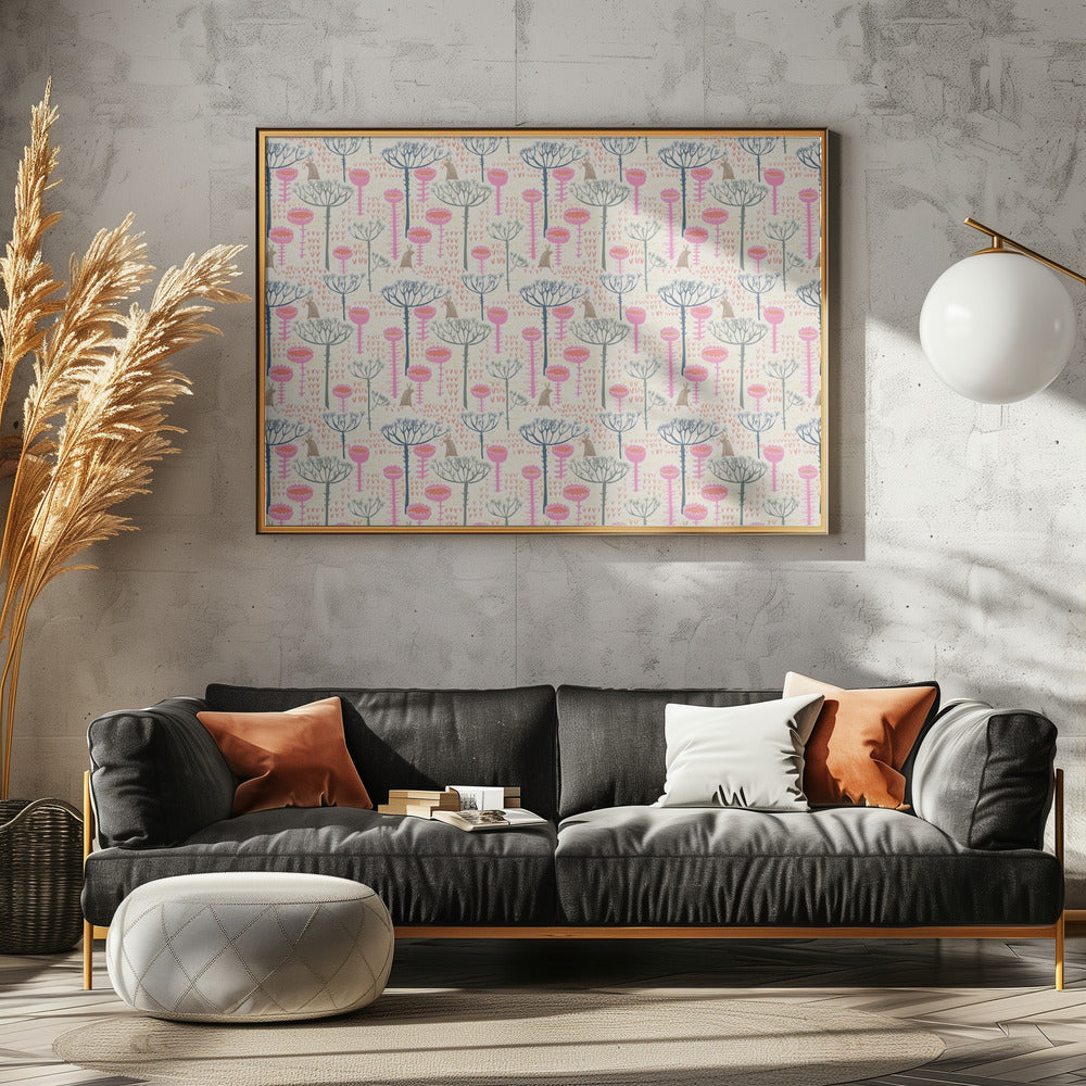 Blocktryck skandinavisk äng | Poster