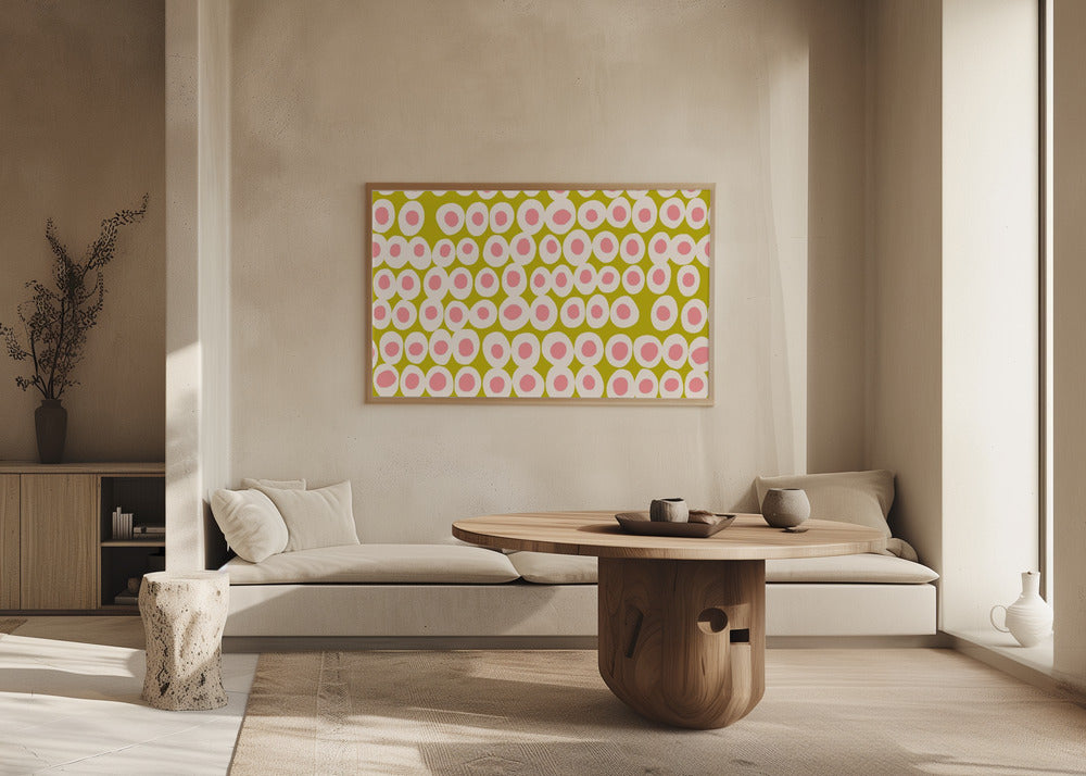 Wonderful bold dots pink and olive pattern | Poster