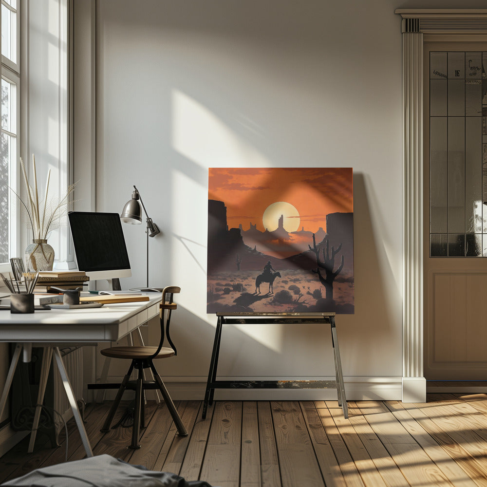 Sonnenuntergangs-Cowboy | Leinwand-Bilder