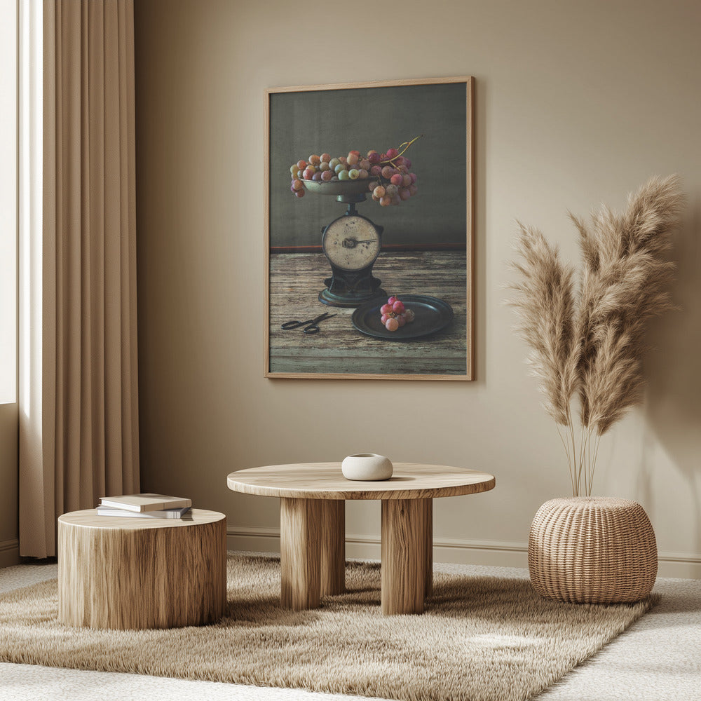 Stilleben med druvor i skala | Poster