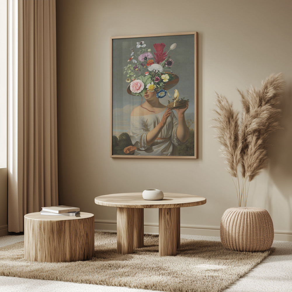 Frau mit großem Blumenhut | Poster