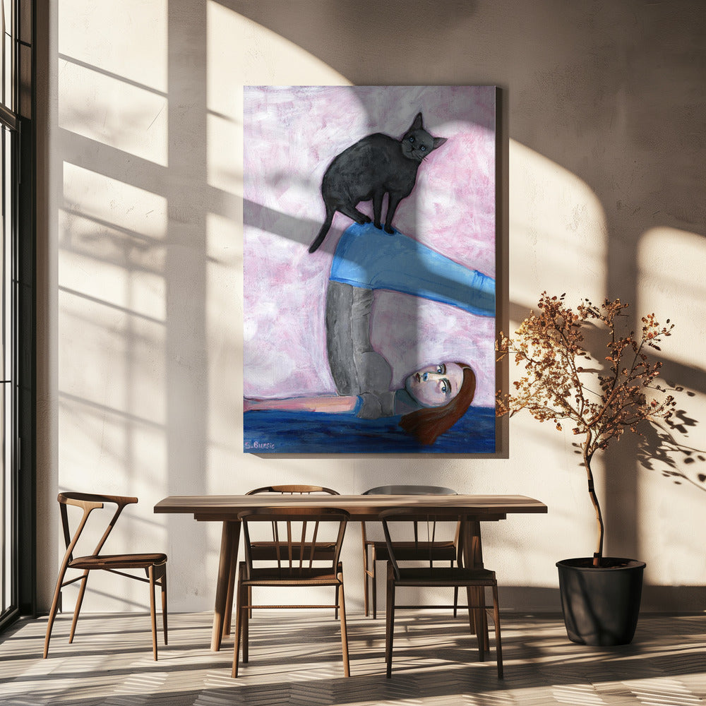 Yoga mit meiner Katze | Leinwand-Bilder