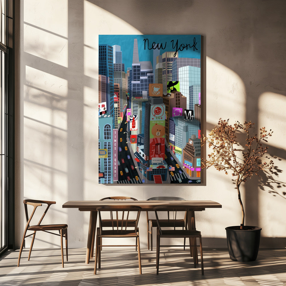 Times Square, New York Illustratie door kunstenaar Carla Daly | Canvasprints