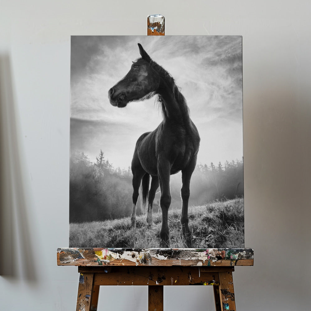 Baggrundsbelyst hest | Lærredsbilleder