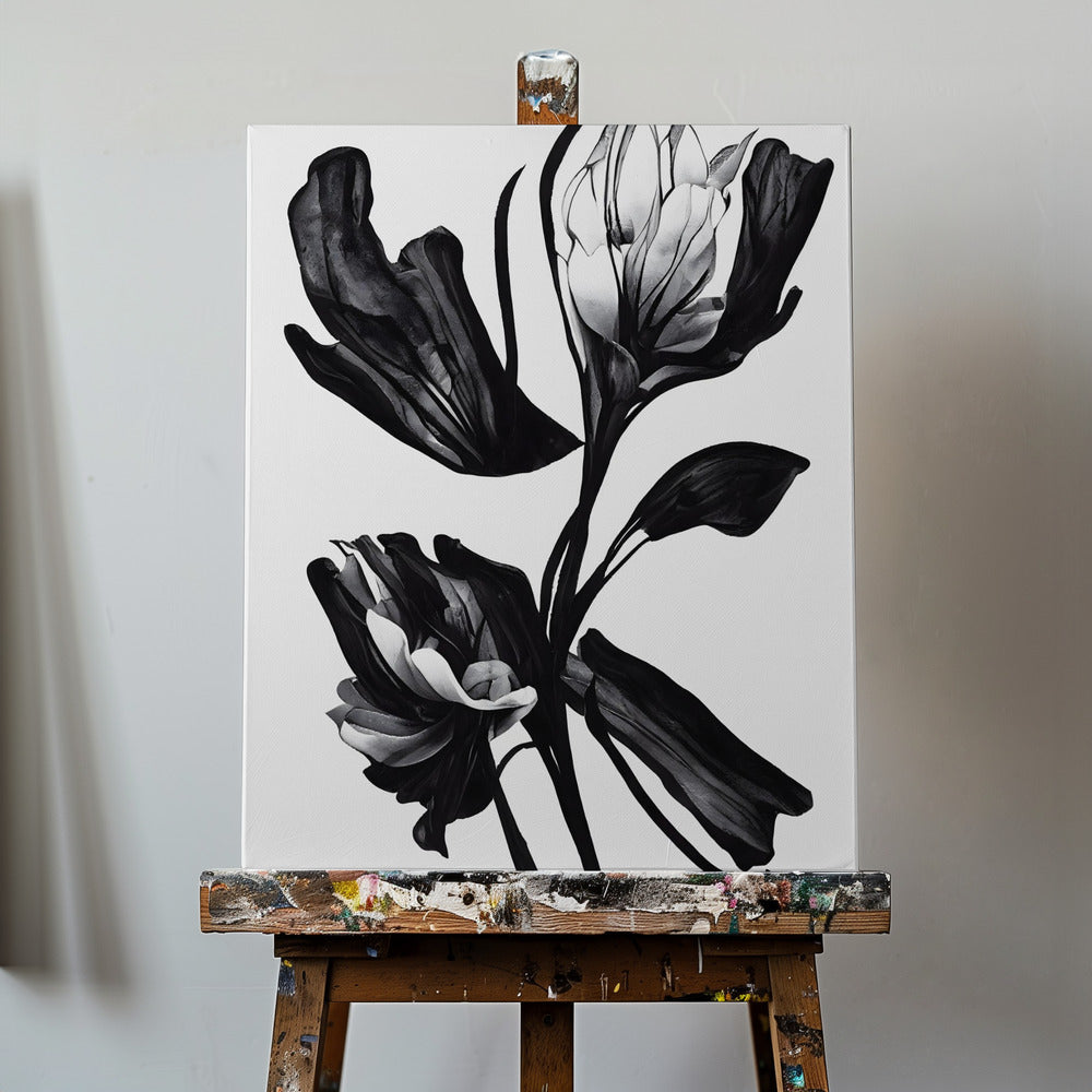 Svart blomma | Canvas