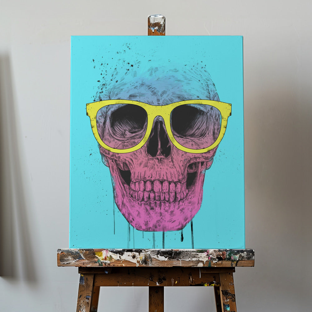 Calavera pop art con gafas | Impresiones en Lienzo