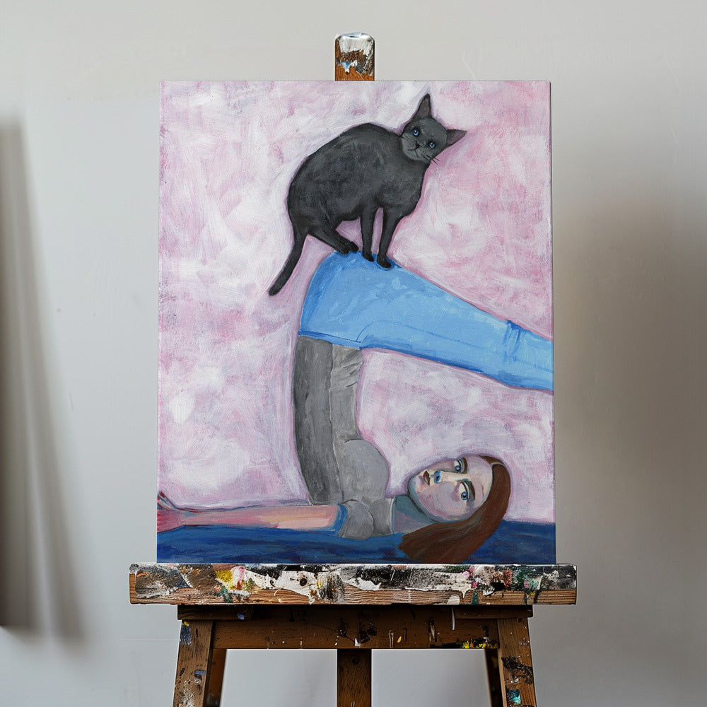 Yoga mit meiner Katze | Leinwand-Bilder
