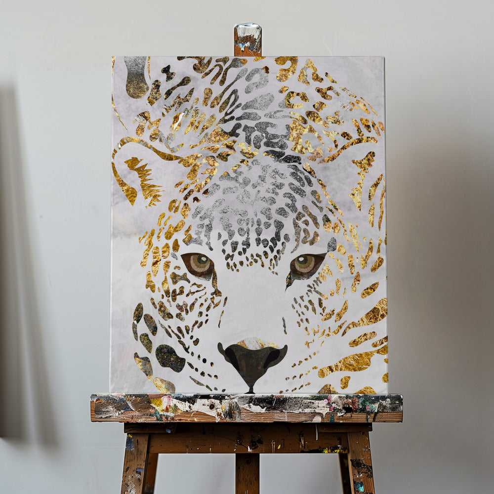 Jaguar dorado grunge | Impresiones en Lienzo