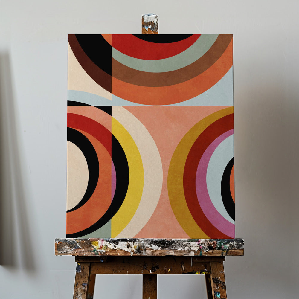Varme farver Bauhaus Geometri3 | Lærredsbilleder