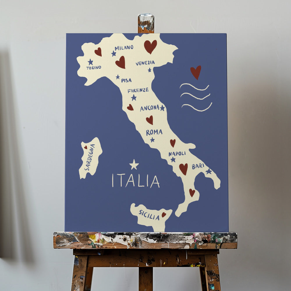 Italien Kort | Lærredsbilleder