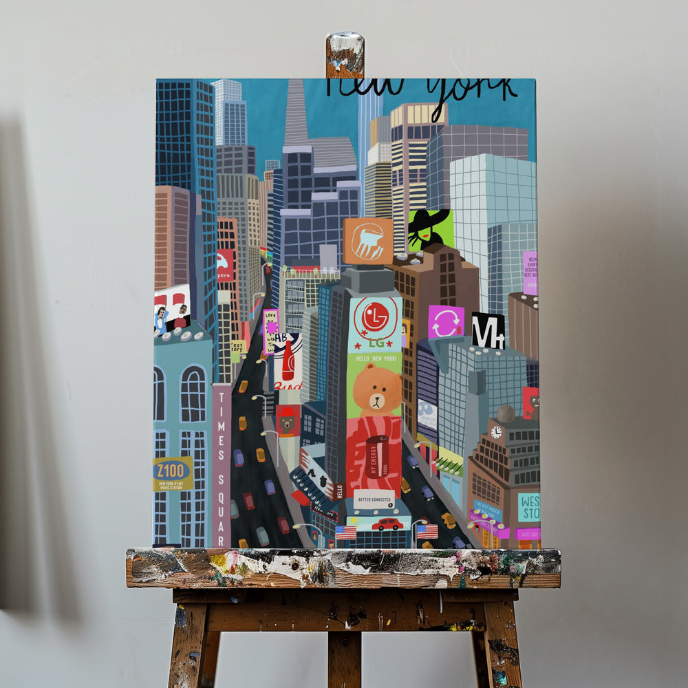 Times Square, New York Illustratie door kunstenaar Carla Daly | Canvasprints