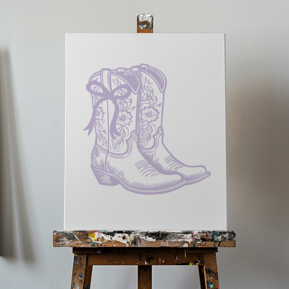 Bottes de cow-girl violettes avec nœud | Tableaux sur Toile