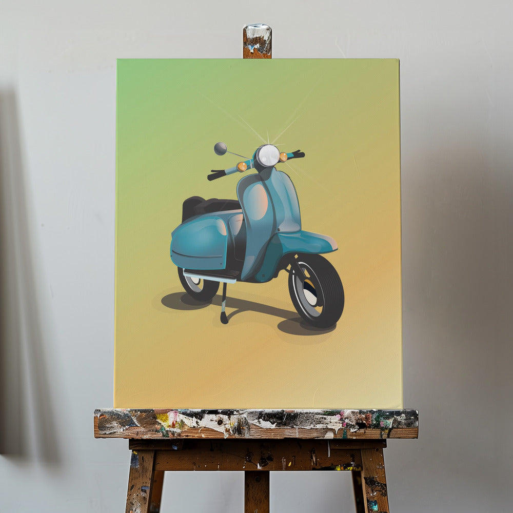 Vintage Blue Scooter | Canvas