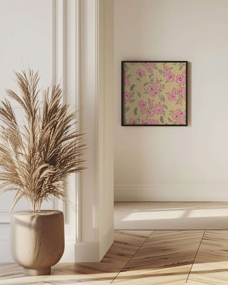 Floral Heritage bouquet vintage pink pattern | Poster