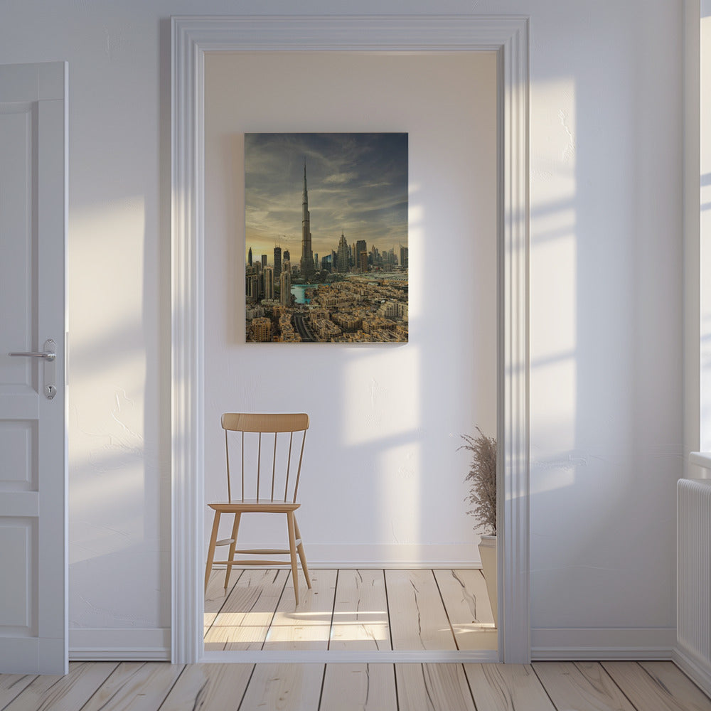 Blick auf den Sonnenuntergang in der Innenstadt | Leinwand-Bilder