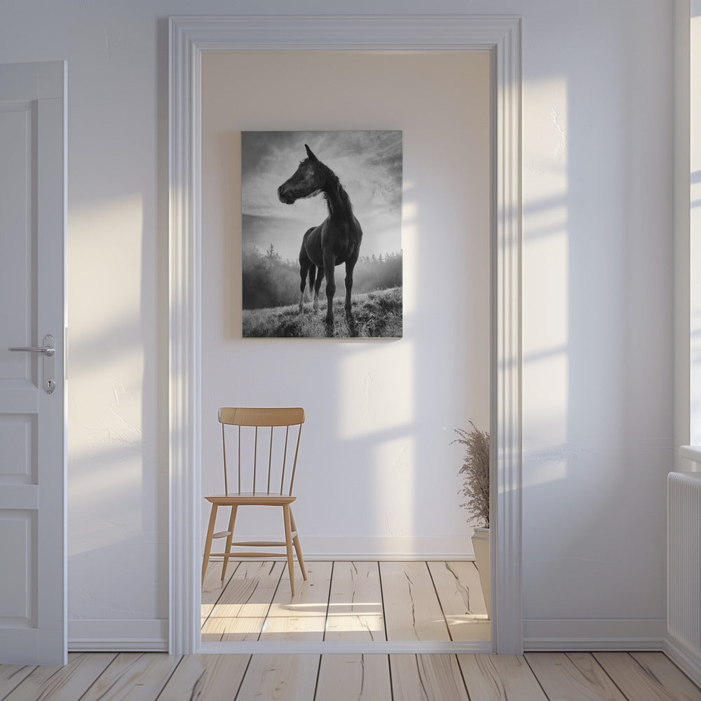 Baggrundsbelyst hest | Lærredsbilleder