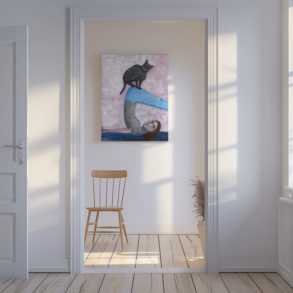 Yoga mit meiner Katze | Leinwand-Bilder